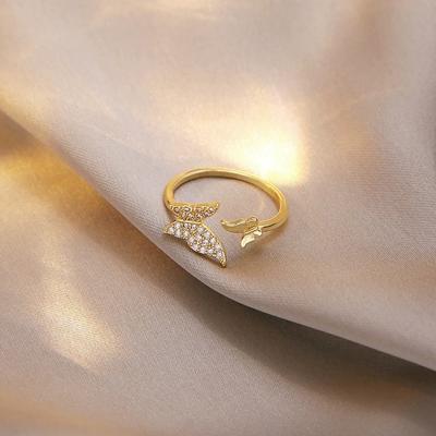 Korean Butterfly Open Rings For Women Gold Color Rhinestone Animal Geometric Ring Female  Party Jewelry