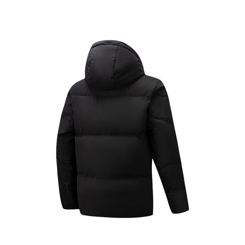 Anta Training Series Six-Degree Core Solid Color Warm Windproof Hooded Down Jacket Men Outerwear Black 152617911S-4