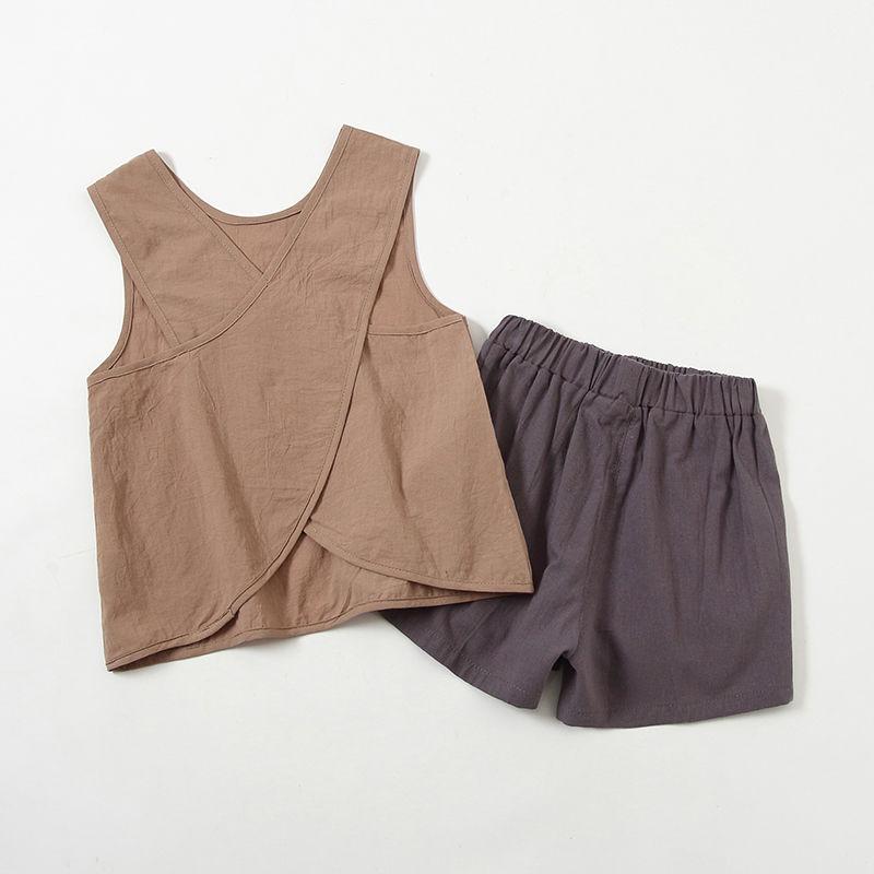 Sommerweste für Jungen Kinder Koreanischer Stil Trendige Kleidung Baby Hübsches Ärmelloses Zweiteiliges Set