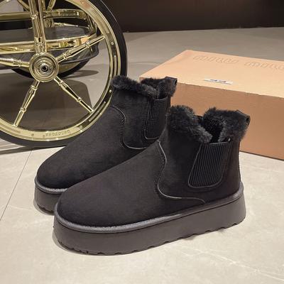 Winterstiefel Damen, neue Gummistiefel mit dicker Sohle, Stiefeletten für den Außenbereich, erhöhter Komfort, warme Wanderschuhe aus Baumwolle, modische Schneestiefel