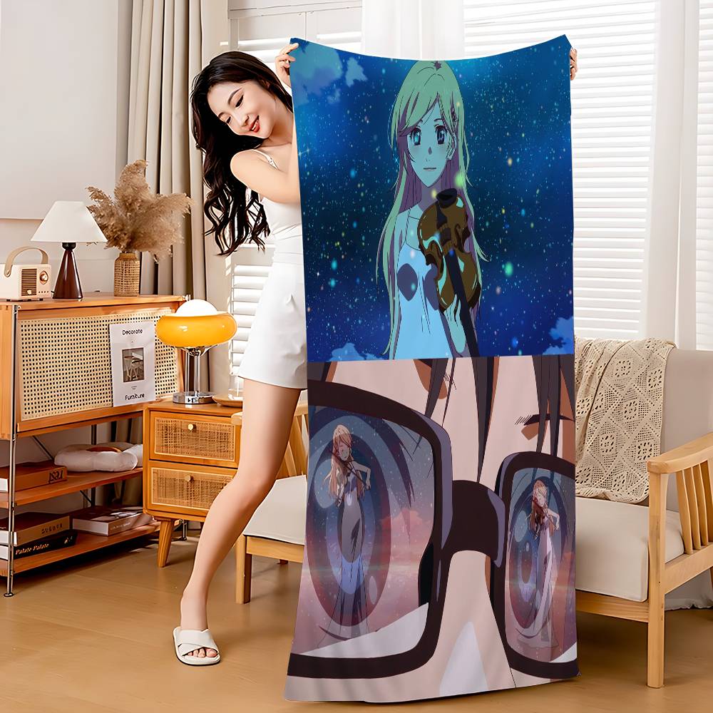 Anime Your Lie in April Microfiber Printed Beach Towel Mountain Climbing Yoga Beach Swimming Running Absorbent Soft Towel