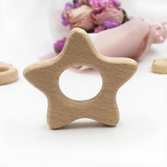 Juguetes Mordedores de Madera para Bebé Juguetes para Masticar de Madera de Haya Natural para Bebés Anillos de Dentición Educativos con Formas de Animales