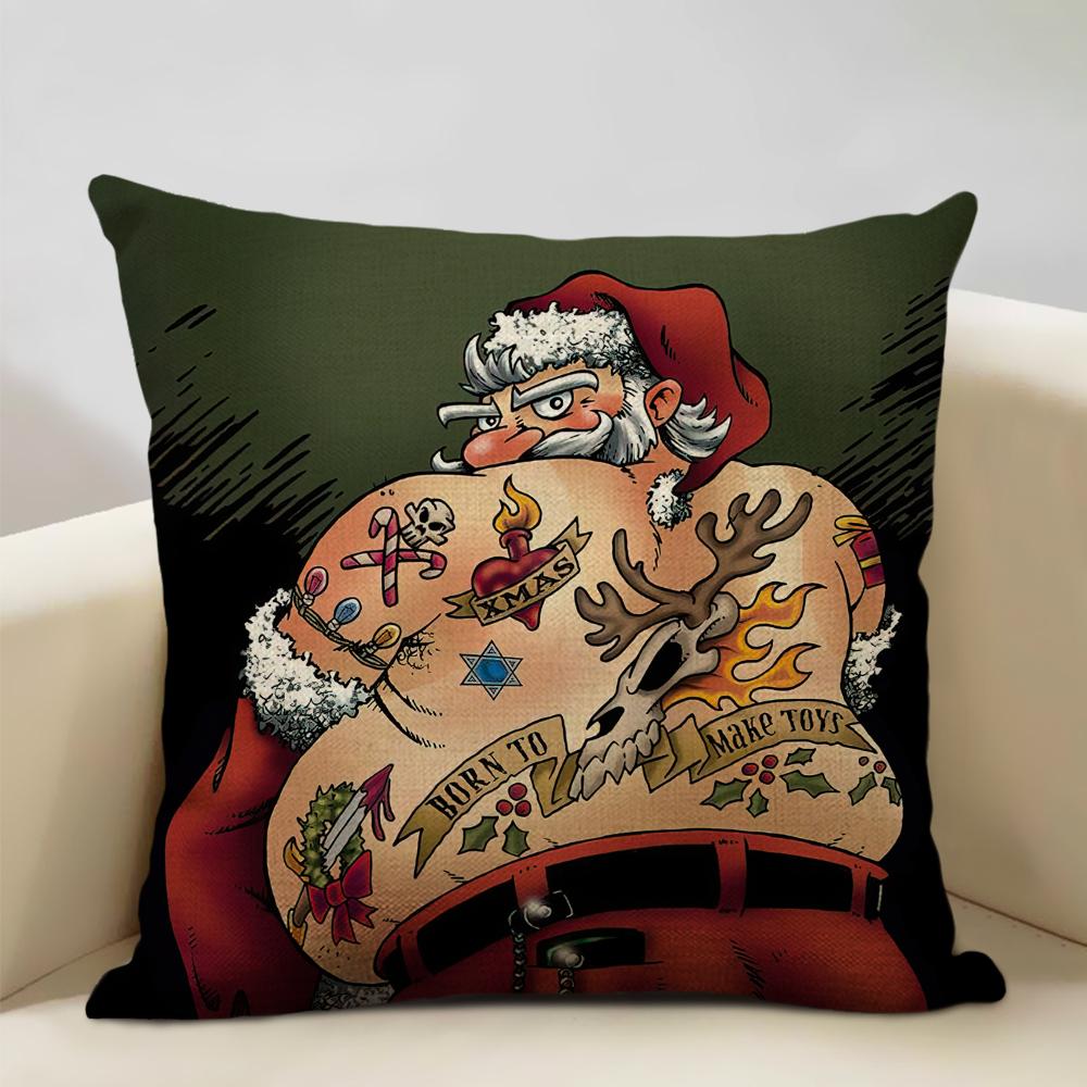 Christmas Decorative Cushion Cover Santa Claus Snowman Pillow Case 45x45cm Pillowcase Happy New Year Home Decor
