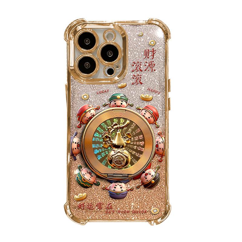 The Wealth Is Rolling In, Suitable for Apple 17 Guofeng Mobile Phone Case Iphone15promax Gourd Bracket 16 New Year's Women's Models