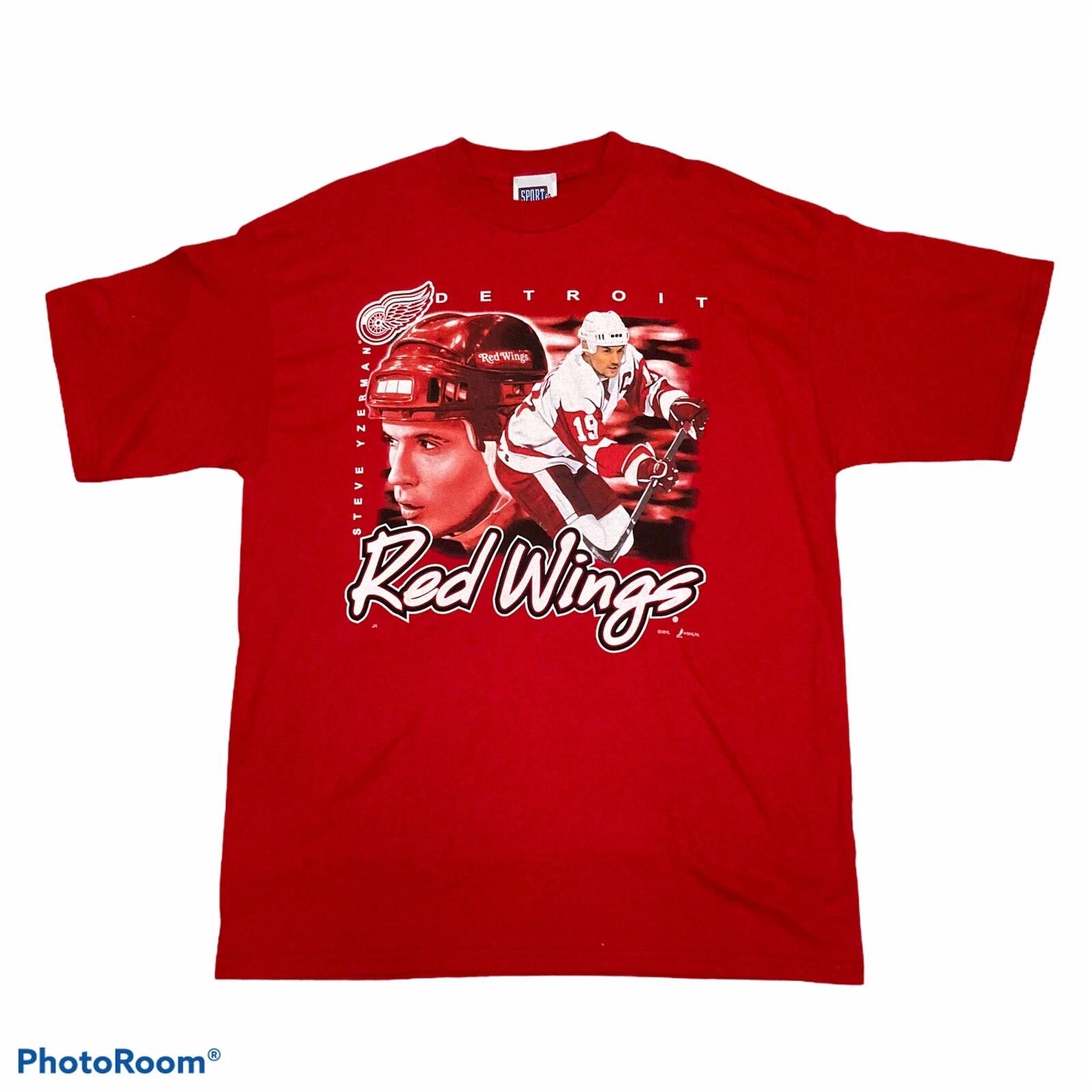 Винтажная красная футболка НХЛ Detroit Red Wings 90-х годов Стив Изерман XL NHLPA S