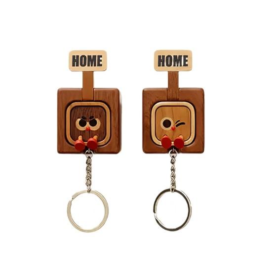Wooden Key Holder Wall Mount Funny Face Expressions Handcrafted Key Storage Organizer Entryway Home Decor