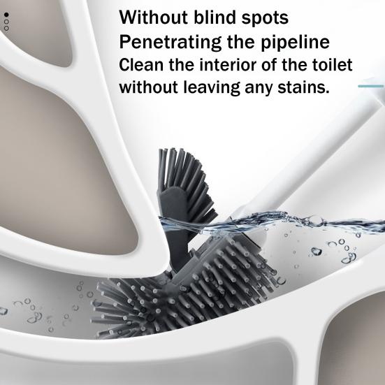 Long Handle Toilet Brush with Anti-Slip Grip, Silicone Bristles Curved Double Head Cleaning Brush for Deep Cleaning Stain