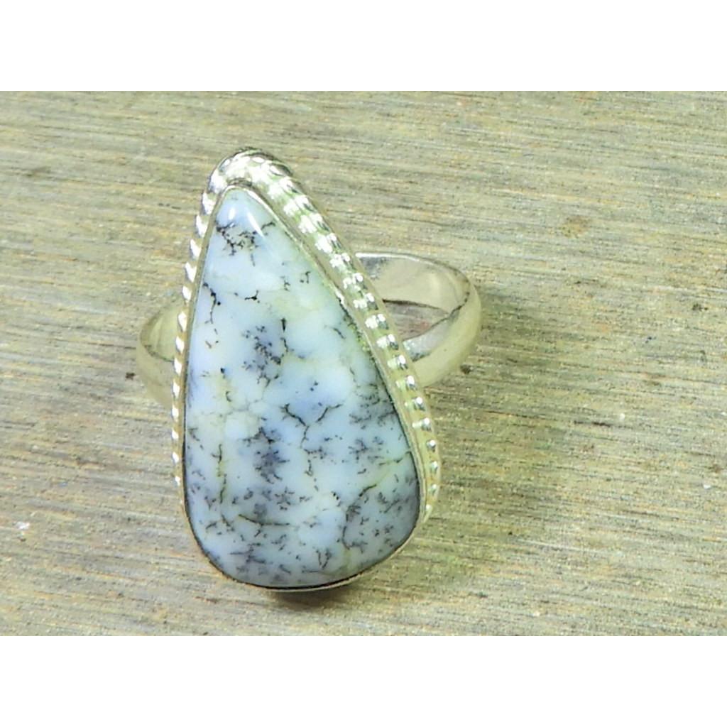 

Natural Dendrite Opal 925 Sterling Silver Pear Handmade Ring Gift US-8.5 MK-94