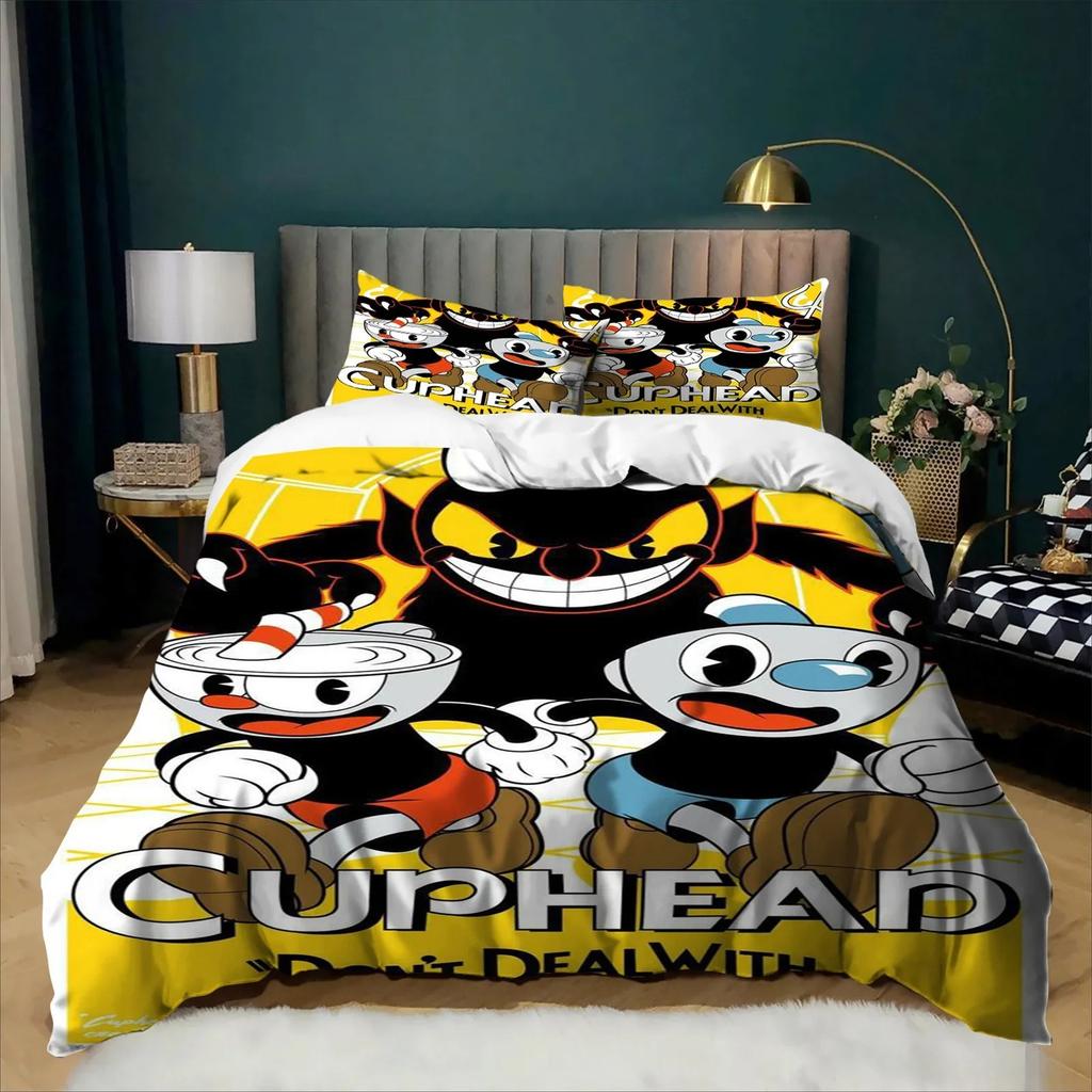 Exquisite The Cuphead Show Cartoon Bedding Sets Bed Supplies Set Duvet Cover Bed Comforter Set Bedding Set Birthday Gift