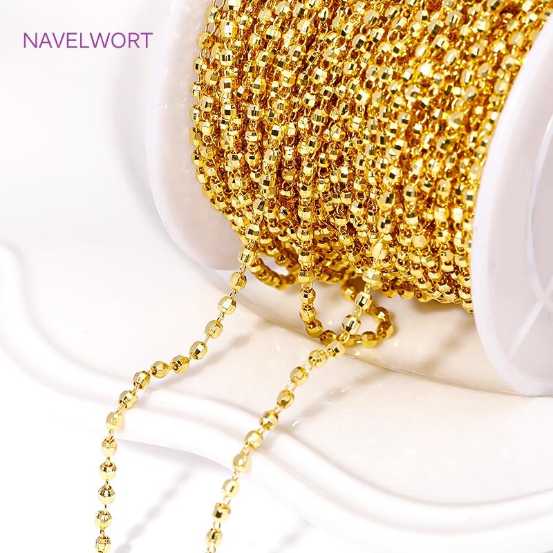 DIY Jewelry Making Chains 18K Gold Plated Brass Beads Chain 2mm Ball Chain For Bracelet Necklace Making Accessories Wholesale