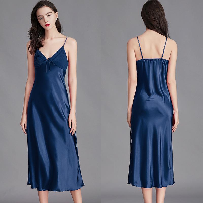 Yaoting Plus Size Ice Silk Camisole Nightdress for Women - Sexy Summer Loungewear CQ311