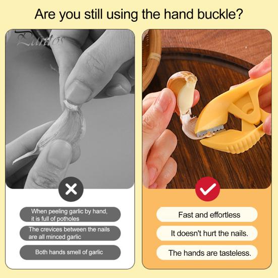 Garlic Peeler Stainless Steel Vegetable Peeler Manual Garlic Peeling Tool with Hanging Hole Kitchen Utensil for Quick Skin Removal