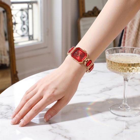 Ladies Bracelet Quartz Watch Sparkling Rhinestone Rectangular Dial Watch Faux Diamond Bracelet Wristwatch for Women Elegant Jewelry Timepiece