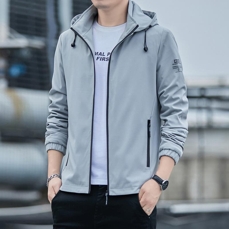 Men's Hooded Jacket Spring and Autumn New Casual Versatile Top Stand-up Collar Jacket Men's Coat Clothes