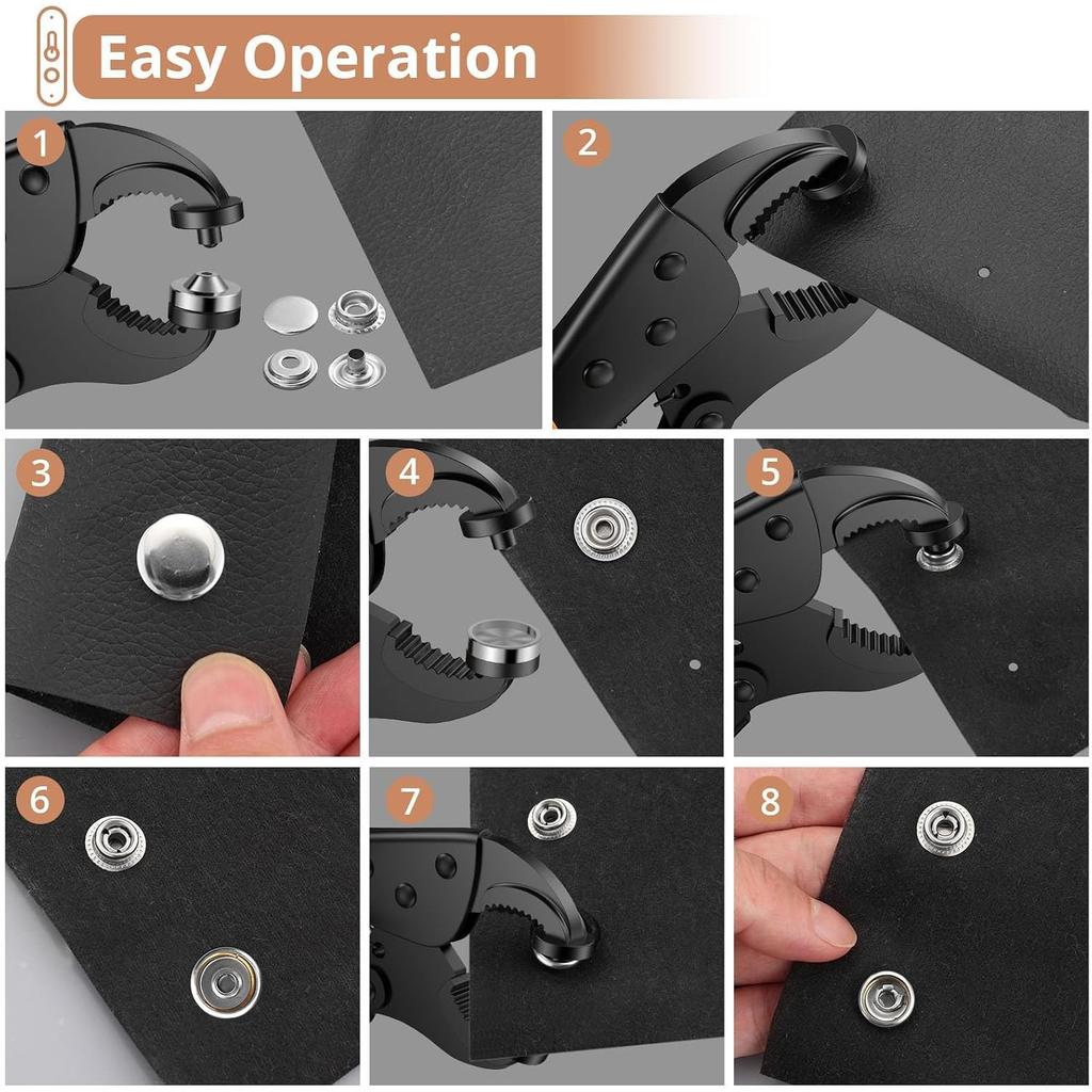 Snap Fastener Tool Kit - Adjustable Snap Fastener Plier with 30 Sets Metal Snaps, Snaps Buttons Setter Install Tool Kit