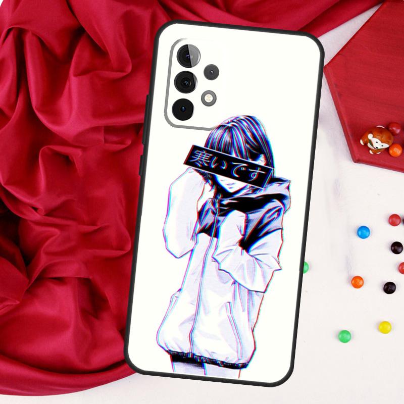 Sad Japanese Aesthetic Art For Samsung Galaxy A56 A36 A26 A16 A05 A06 A22 A32 A52 A54 A34 A14 A55 A15 A53 A33 A35 Case