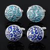 2Pcs/Set Vintage Wind and Cloud Pattern Round Cufflinks For Mens Shirt Suit Jewelry