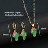 Fashion Venezuela Flag Cross Zircon Set Classic Cactus Flower Earrings Necklace Charming for Woman Daily Party Zircon Gift