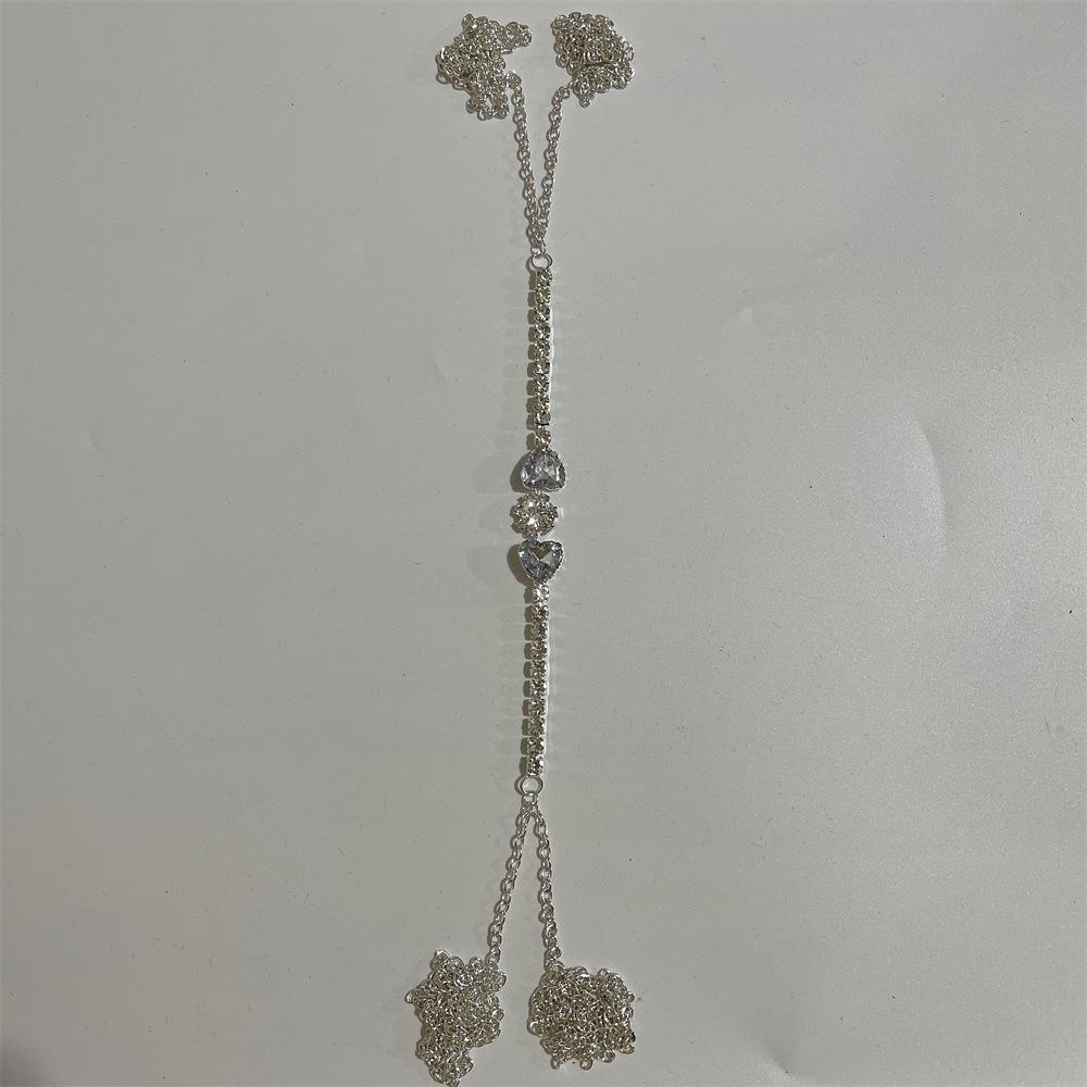 Europäische Und Amerikanische Neue Mode Doppel-Liebesform Brustkette Nachtclub Schmuck Voll Mit Diamanten Sexy Strass Körperkette Körperkette