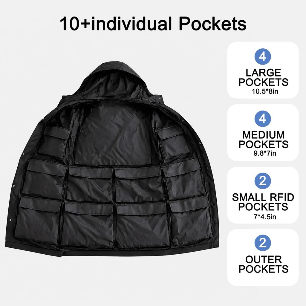 Unisex Travel Jacket with 10 Hidden Pockets for Secure Storage Lightweight Smart Design Suitable for Carrying Multiple Items for Extended Trips
