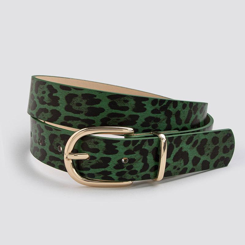 Simple and Versatile Young Candy Belt Leopard Print Flat Women's Fashion Belt
