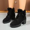 Warm Fluffy Fur Black Ankle Boots Women 2025 Winter Non Slip Thick Bottom Snow Boots Chunky Platform High Heel Shoes for Woman