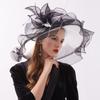 New Fashion Organza Big Eave Hat, Spring and Summer Women's Embroidery Flat-top Crimped Hat, Embroidered Adult Hat