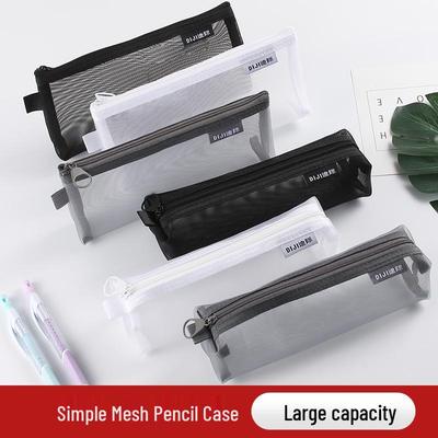 Triangle Mesh Pencil Case: Large Capacity, Transparent Nylon for Students