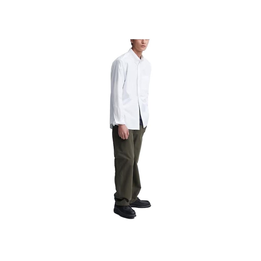Uniqlo Solid Color Single-Breasted Long Sleeve Shirt Unisex Shirts White 464930-00