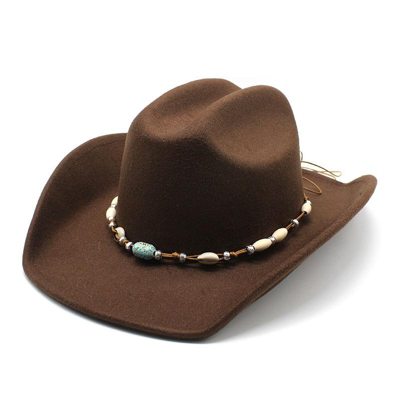 Ethnic Style Western Cowboy Hat Men'S And Women'S Woolen Top Hat Ethnic Style Tibetan Cowboy Hat