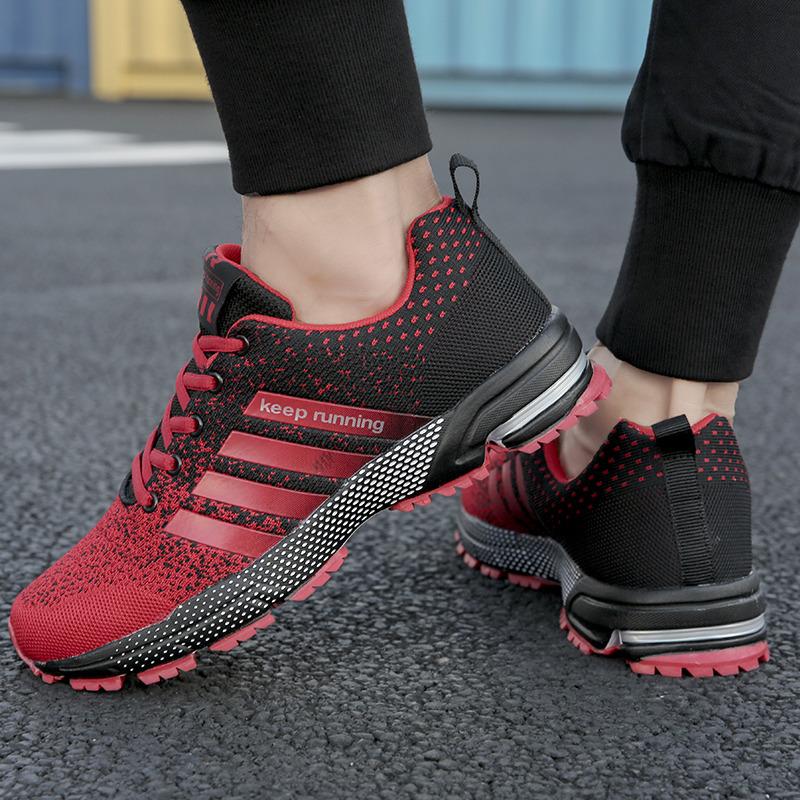 Talla Grande 47 Negro Rojo Verano Transpirables Zapatillas de Running para Hombre Unisex Deportivas para Exterior Zapatillas de Carrera Cómodas con Cordones Zapatos Deportivos para Mujer