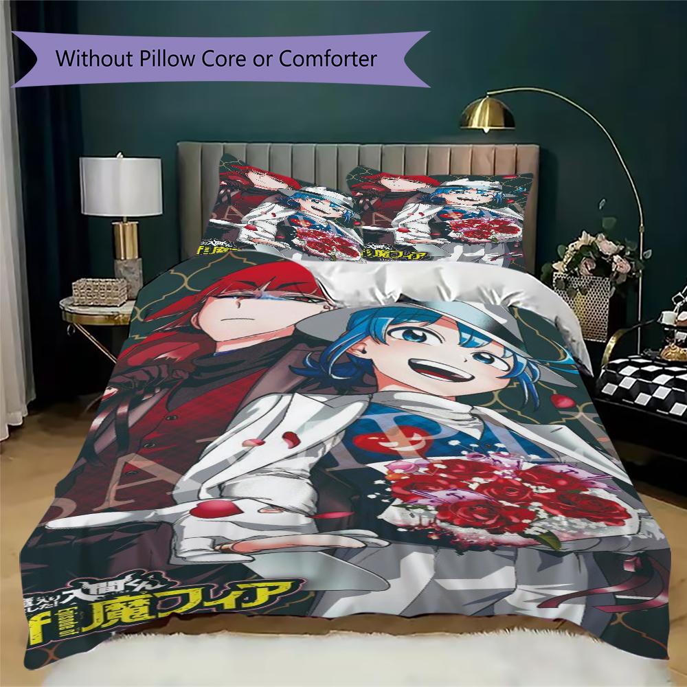 Welcome To Demon School! Iruma Kun Pattern Bedding,Quilt Set Quilt Cover Pillowcase Home Birthday Gift(1 * Duvet Cover + 2 * Pillowcase, Without Core)
