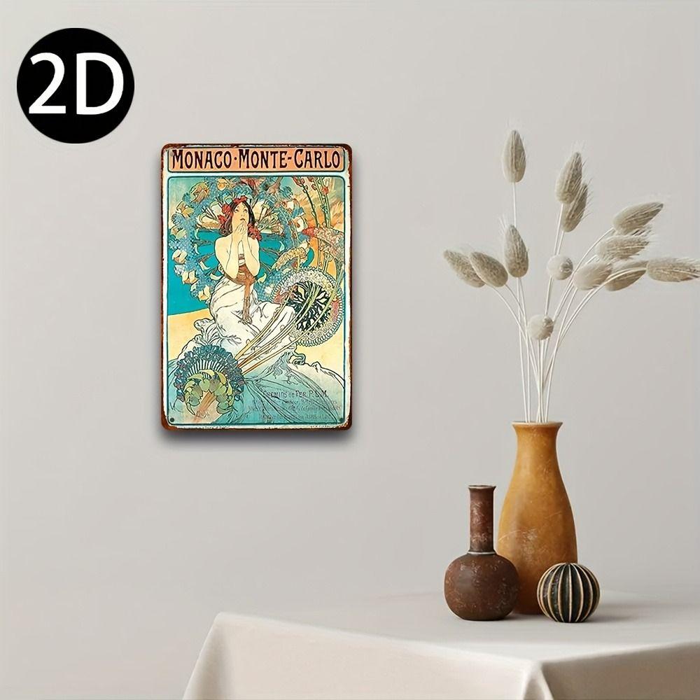 Vintage Art Nouveau Woman Tin Sign Retro Metal Panel Home Bar Cafe Decor