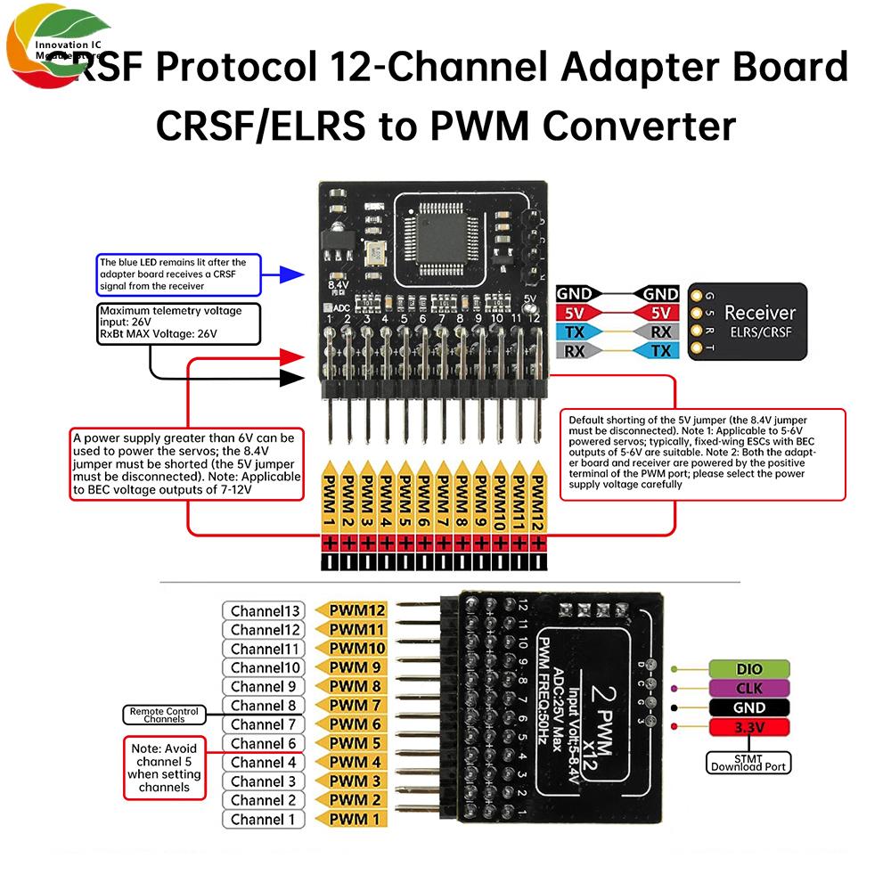 DC 5-12V 12 Channel Pwm Adapter Board Signal Conversion Module Suitable For Fpv Unmanned Aerial Vehicle Receiver