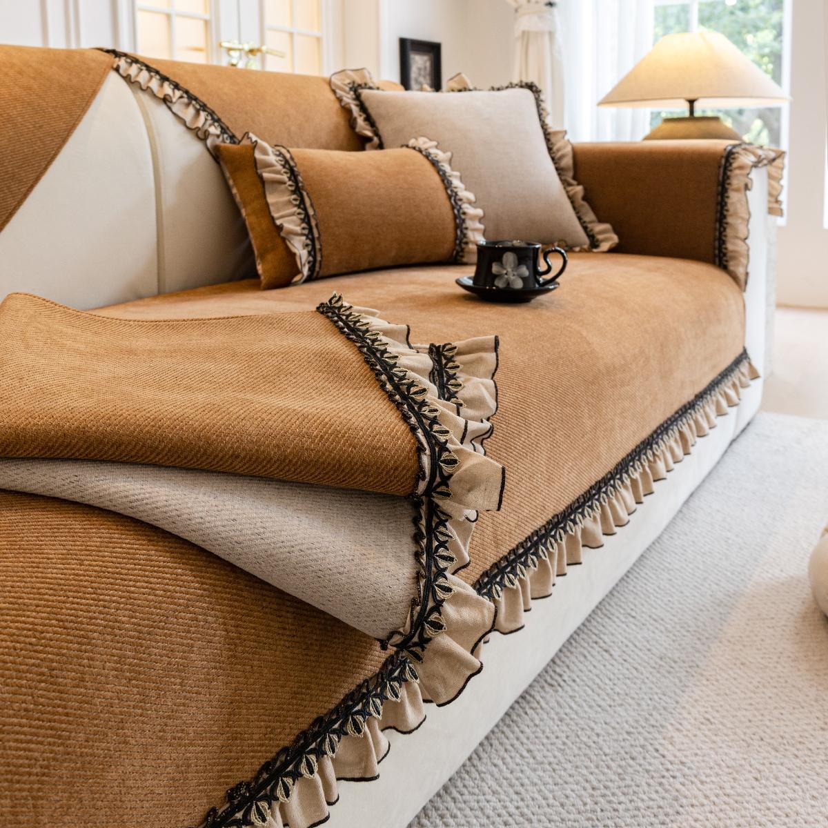 

1 шт. Современная простая однотонная подушка для дивана с юбкой, не скользящая, устойчивая к царапинам от домашних животных 70x70cm 1pc оранжевый