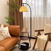 French Retro Mid-Century Bedside Floor Lamp with Storage - Ideal for Living Room or Sofa Side Decor.