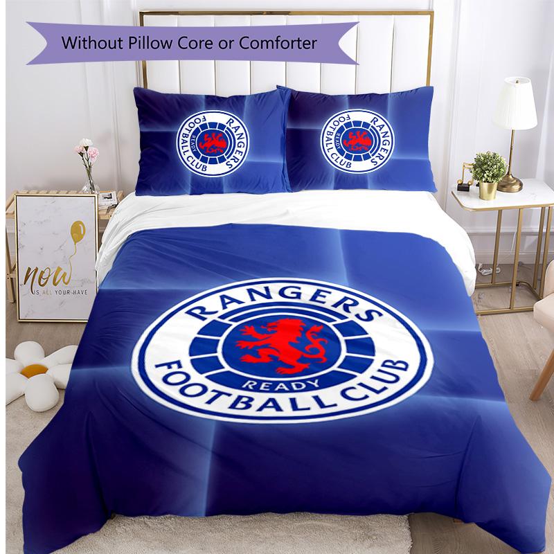 Set Biancheria da Letto Rangers FC Stampato 3 Pezzi Copripiumino Traspirante con Federe Biancheria da Letto Decorativa per Camera da Letto Casa