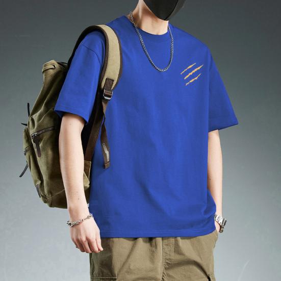Men Cotton Blend T-Shirt Casual Solid Color Crew Neck Summer Tee Breathable Loose Fit Stylish Tee Shirt for Daily Wear Beach Street