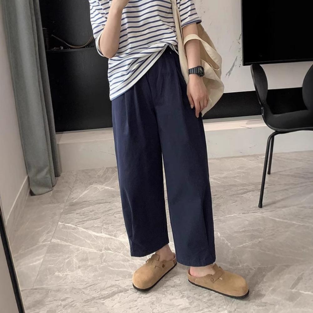 

Cotton Balloon Pants Women Summer Thin Cropped Pants High Waist Harem Wide Leg Pants Loose Slimming Japanese Style S синій