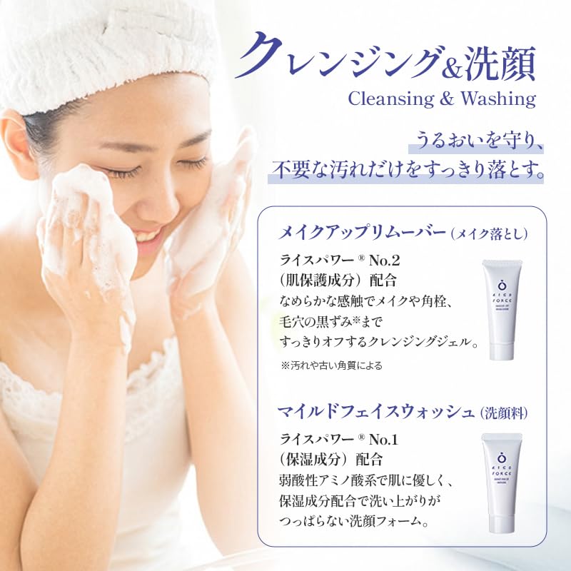 Rice Force Travel Set Pouch (Toner 20mL Serum 5mL Cream 5g Cleansing 15g Face Wash 15g) Moisturizing Power Extract