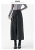 Women's High-Waisted Black-Grey Wool Blend Wide-Leg Trousers, Plus Size, Autumn/Winter