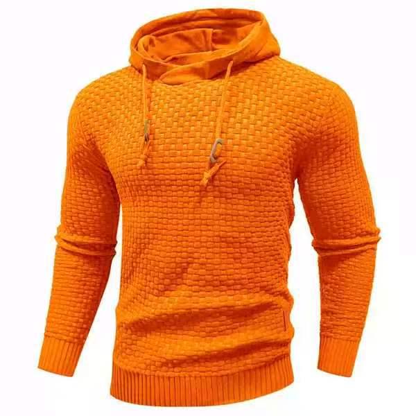 

2025 Multi-color Men s Fashion Sports Casual Knit Hooded Pullover XXL помаранчевий/червоний