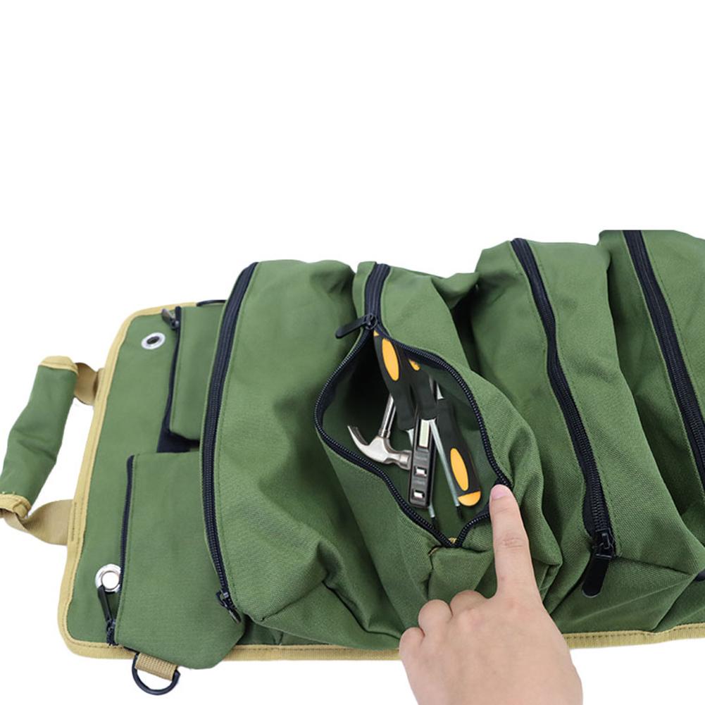 Multi-Pocket Tool Bag Portable Roll Up Tool Bags Oxford Cloth Hardware Tools Pouch Space-Saving Tool Organizer Carrier Bag