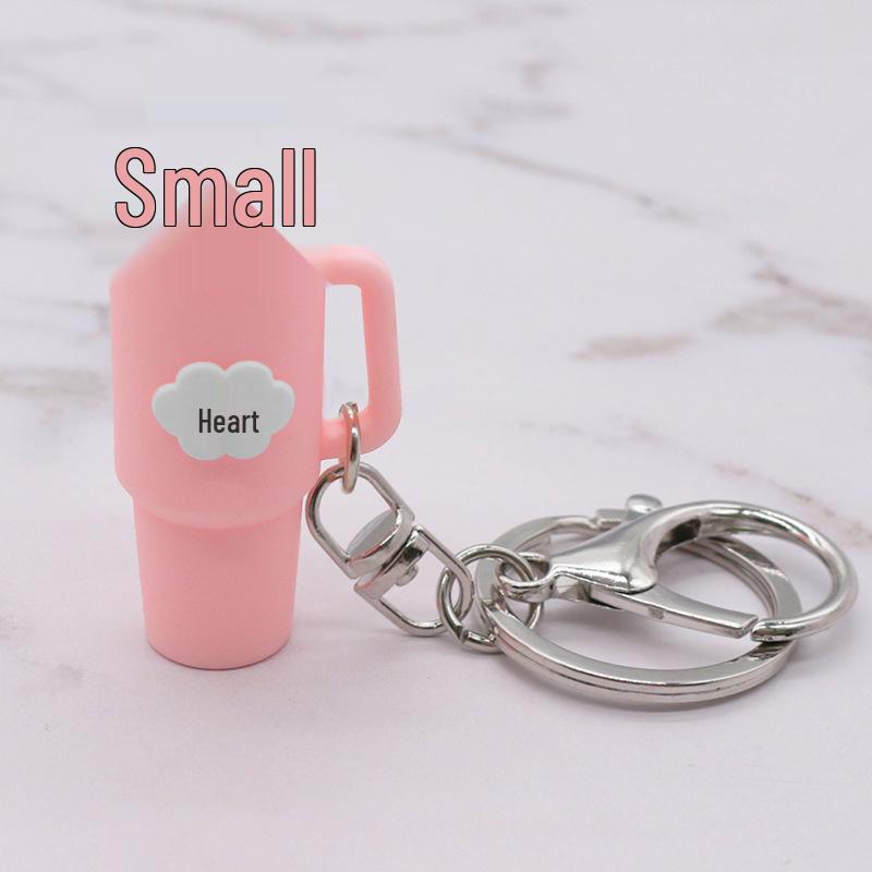 Popular Soft Rubber Stanley Cup Pendant Keychain - Creative Milk Tea Cup Keyring Available