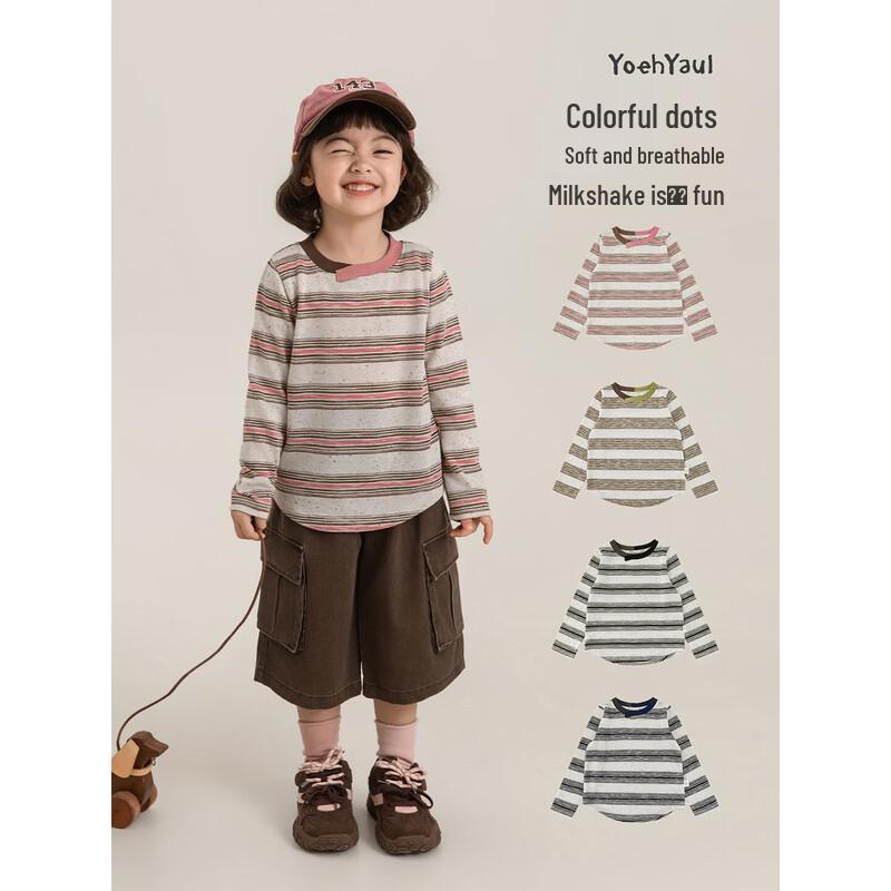 Youyou Girls' Striped Color-Block Long-Sleeve T-Shirt