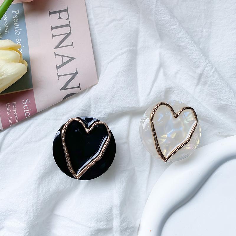 Marble Pattern Mobile Phone Airbag Bracket Electroplating Hollow Love Back Paste Type Retractable Stable Desktop Watching Drama