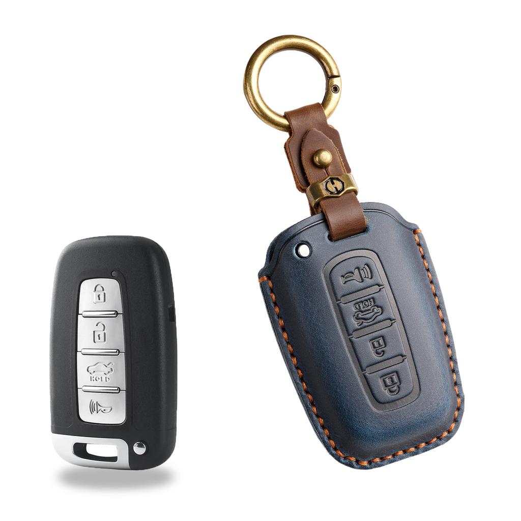 Retro Key Cover Is Suitable for Hand-stitched Real Cowhide Key Protection Clasp for Old Kia Cars