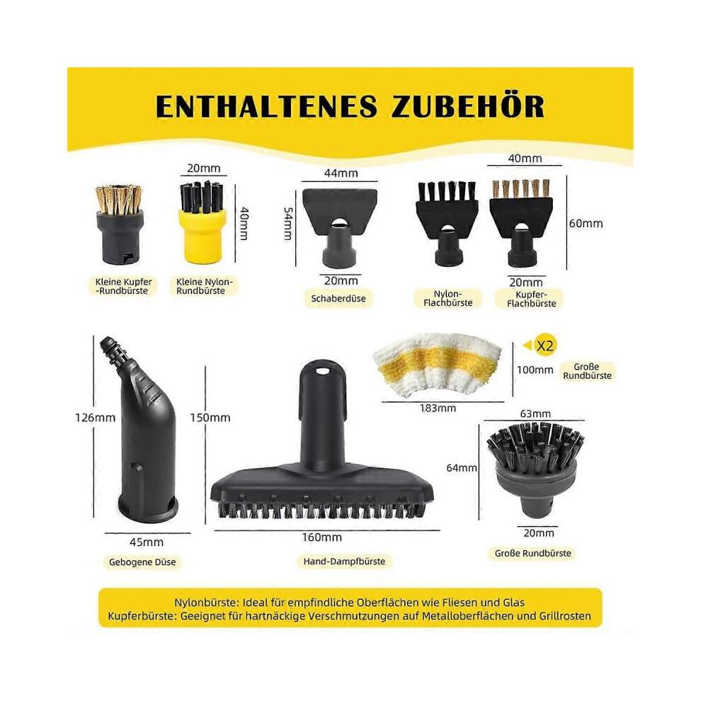 Set di 10 Accessori per Pulitori a Vapore SC1, SC2, SC3, SC4, SC5 - Include Ugelli, Spazzole e Panni