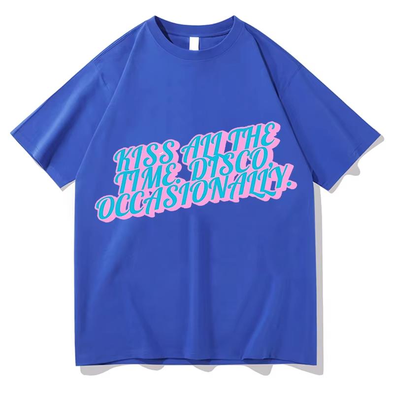Vintage Kiss All The Time Disco Occasionally T-Shirts Tees Shirt Unisex Fashion Casual Aesthetic Graphic Summer Pure Cotton Tops