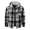 Men Coat Hooded Long Sleeve Plaid Print Jacket Windproof Casual Street Style Spring Autumn Jacket Daily Wear